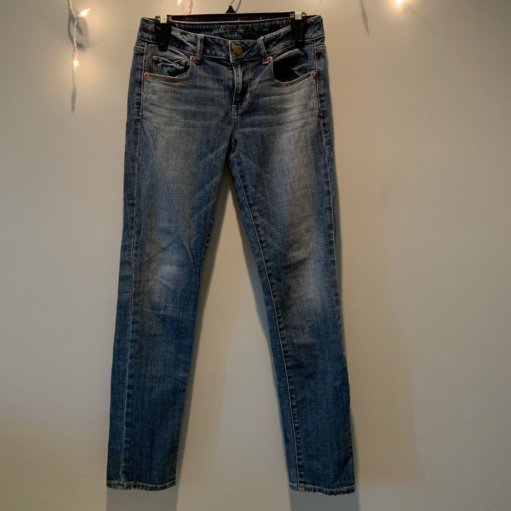 american eagle dark wash skinny/stretch jeans